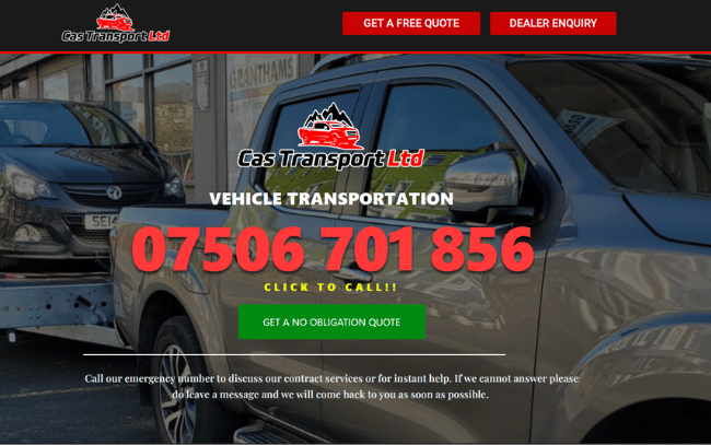 Website design for Fylde Coast based transportation service.