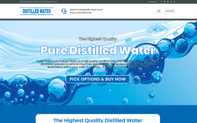 Website Design For Pure Distilled Water Mail Order Company